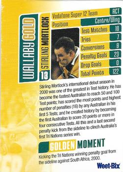 2002 Weet-Bix Wallaby Gold #13 Stirling Mortlock Back